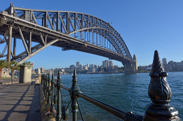 Sydney Harbour Bridge east side during sunrise