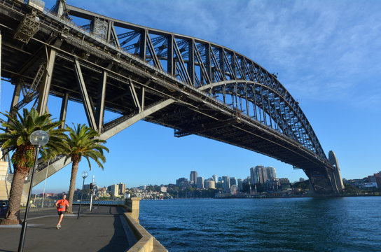 Sydney Harbour Bridge east side during sunrise