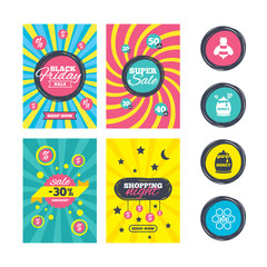 Sale website banner templates. Honey icon. Honeycomb cells with bees symbol. Sweet natural food signs. Ads promotional material. Vector