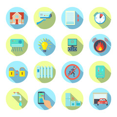 Smart House Round Icons Set 