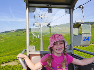 Mädchen in Seilbahn Rüdesheim zum Niederwalddenkmal
