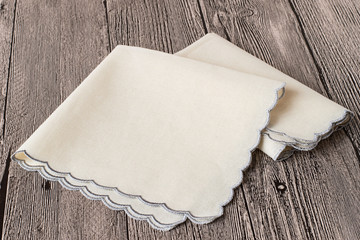 Accessories.   Two handkerchiefs on gray wooden background. - obrazy, fototapety, plakaty
