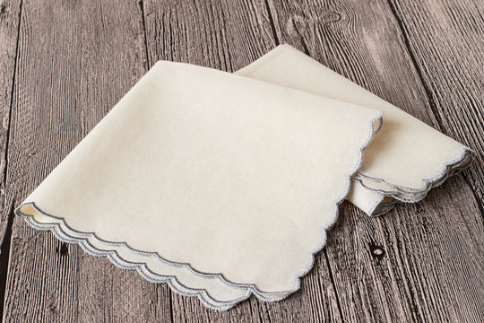 Accessories.   Two handkerchiefs on gray wooden background.