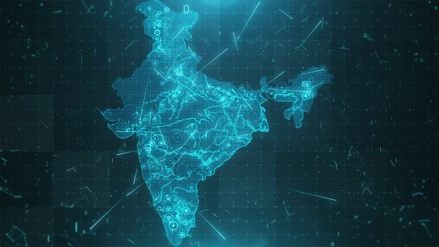 India Map Background Cities Connections 4K