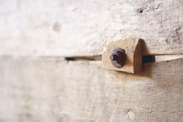 Old weathered log wall