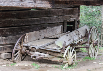 Fototapeta na wymiar Old Pioneer Wagon Broken Down