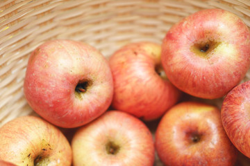 Apples in a straw basket