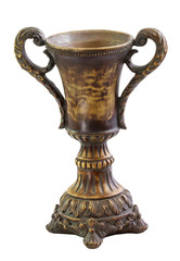 Fototapeta na wymiar old vintage trophy isolated on white background