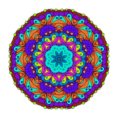 Vector mandala. Flower ornament. Floral mandala on white background. For print, poster, banner, brochure, invite card.
