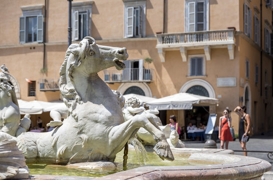 Fontana del Nettuno, Neptune Fountain, Piazza Navona, Rome, Italy, Europe