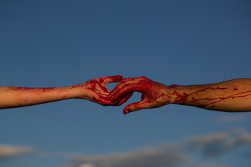 bloody zombie hands