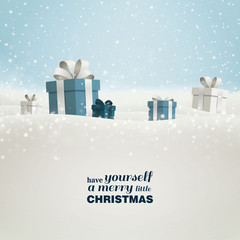 Vector Illustration of a Christmas Holiday Design with Gift Boxes