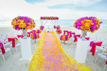 Floral arrangement at a wedding ceremony