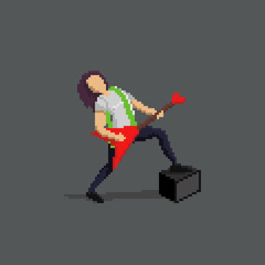 Pixel Art Guitar Player