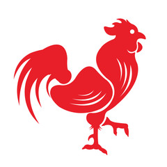 Red rooster silhouette. Chinese zodiac symbol. 2017 year of the rooster. Vector illustration