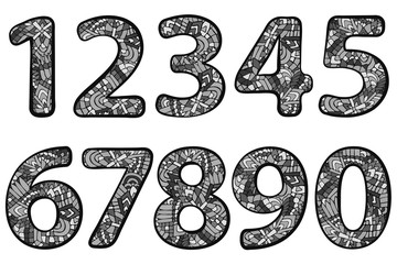 Naklejka premium ZENTANGLE NUMBERS DOODLE GREY 1