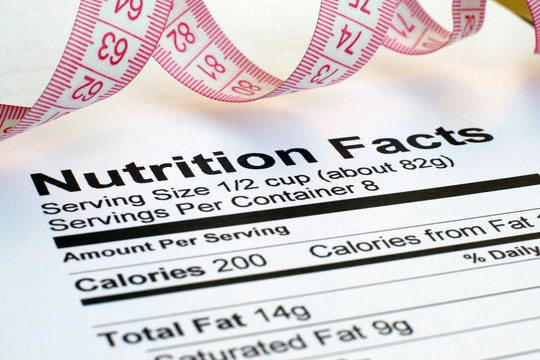 Nutrition facts and measure tape
