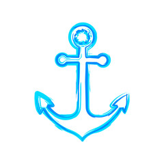 Blue anchor vector icon