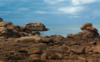 Felsen an der Cote Granit Rose,  Ploumanach, Bretagne, Frankreich