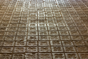 Traditional old simple floor tiles with a floral pattern in Barc