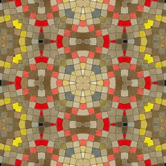 Yellow seamless tiles. Arabic tile texture with geometric ornaments. Oriental carpets.

