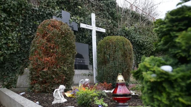 10923 Anneliese Michels grave in Klingenberg am Main. In the months before she died (1976), two Catholic priests had repeatedly made ​​the Great Exorcism of their