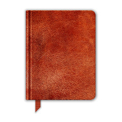Natural Leather Notebook. Copybook With Bookmark. Vector