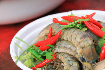 Mantis shrimp with ice in market for sale