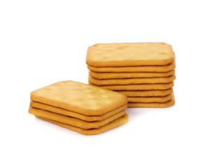 stack of butter biscuits on white background
