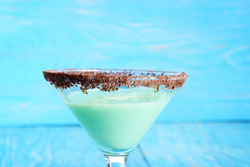 closeup chocolate grasshopper cocktail