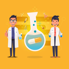 medical laboratory scientist. character design with medicine cap