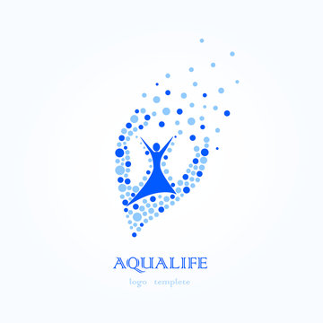 Aqua Life, Water Logo, Healthy Lifestyle Logo, Water is Health of Bubbles.