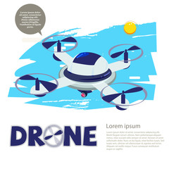 remote drone with camera. typographic - vector