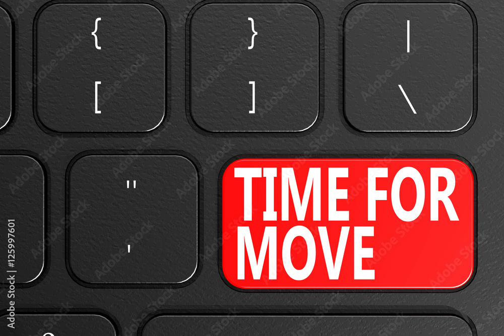 Poster time for move on black keyboard