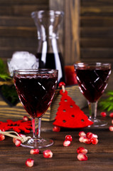 Transparent drink of pomegranate