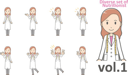 Diverse set of nutritionist, EPS10 vector format vol.1