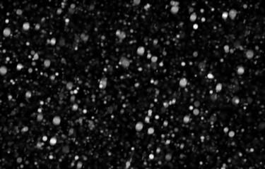 Abstract black white snow texture on black background for overla