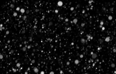 Abstract black white snow texture on black background for overla