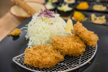 Tonkatsu, Fried Pork serve on plate in restaurant
