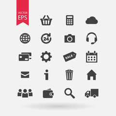 Web icons set isolated on white background. Universal media, communication buttons. Trendy modern Flat style for graphic design, logo, Web site, social media, UI, mobile app, EPS10