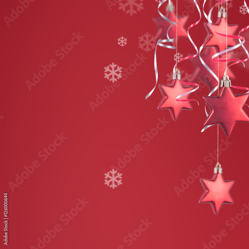 &quot;red Christmas ornaments on a red background&quot; Stock photo and royalty