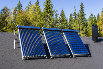 Solar water heater installed on a roof