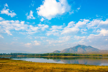 Sky with beautiful cloud above mountain and lake
