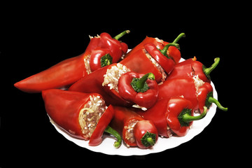 Cooking dishes of red pepper