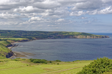 Fototapeta na wymiar View from Ravenscar of Robin Hood's Bay in North Yorkshire, England