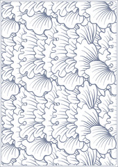 Asian Japanese tradition pattern. A4 format blank with decorative pattern in blue colors. Vector illustration.