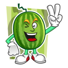 Peace Watermelon mascot, Watermelon character, Watermelon cartoon
