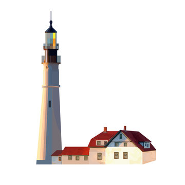Image of lighthouse on a white background