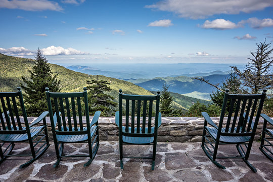 chairs and beautiful mountain view