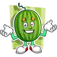 Feeling sorry Watermelon mascot, Watermelon character, Watermelon cartoon
